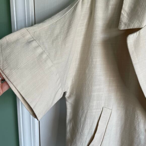 J. Jill Wearever Collared One Button Jacket Beige Lightweight Linen Blend Sz XSP - Picture 8 of 14